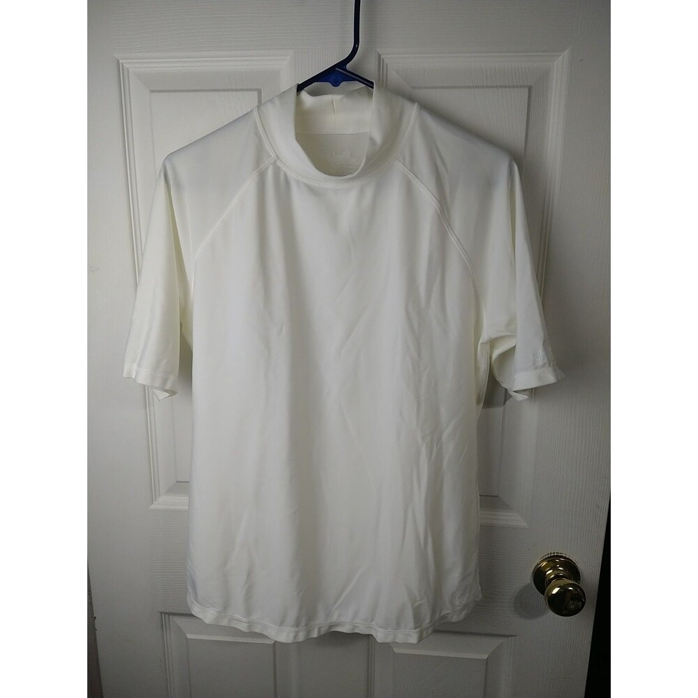 UVSkinz Men's L UPF 50+ Sunwear Rash guard SS Cream Pullover  Shirt